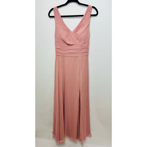 Azazie Dresses & Skirts - Azazie Size 10 A10 Dusty Rose Bianca A-Line Pleated Chiffon Gown Bridesmaid